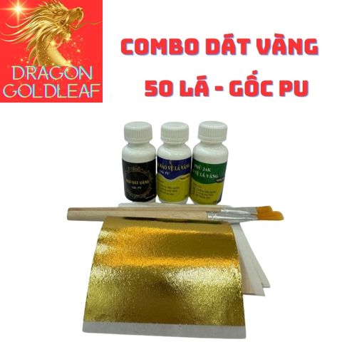 Combo 50 Lá Dát Vàng PU - Bộ Dụng Cụ Trang Trí Cho Gỗ, Kim Loại, Nhựa, Đá, Thủy Tinh, Gốm Sứ Siêu Tiện Lợi
