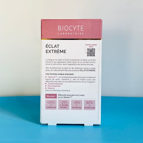 Viên Uống Sáng Da Biocyte Éclat Extrême 120 Viên - Hỗ Trợ Mờ Thâm Nám, Da Rạng Rỡ Từ Chiết Xuất Dầu Tằm Trắng và Cà Chua Trắng Chính Hãng Pháp
