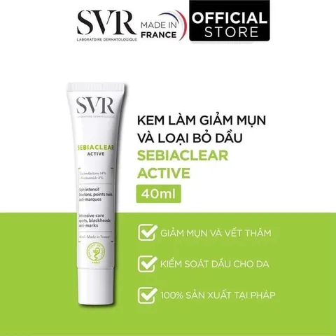 Kem Dưỡng SVR Sebiaclear Active Gel 40ml - Hỗ Trợ Giảm Mụn, Mờ Thâm, Kiểm Soát Dầu Nhờn với 14% Gluconolactone và Niacinamide