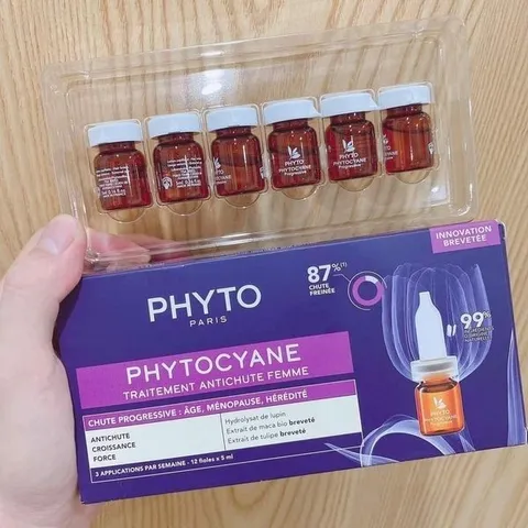 Tinh Chất Giảm Rụng Tóc Di Truyền Phyto Phytocyane Cho Nữ 12x5ml - Giải Pháp Mọc Tóc Cao Cấp Từ Pháp, Tăng Cường Sức Khỏe Tóc