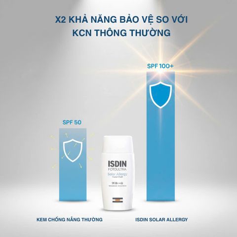 Kem Chống Nắng Isdin FotoUltra Solar Allergy Fusion Fluid SPF50+ - Bảo Vệ Da Nhạy Cảm, Dưỡng Ẩm và Làm Dịu Da 50ml