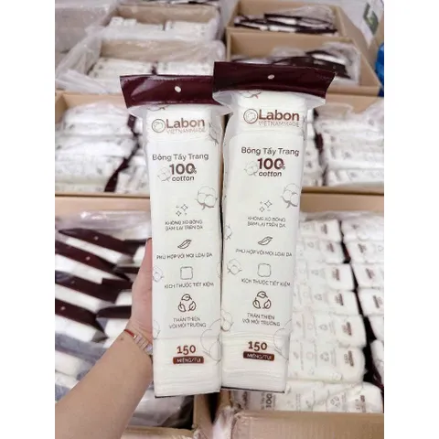 Bông Tẩy Trang Labon 150/240 Miếng - 100% Cotton Tự Nhiên, Mềm Mịn, Không Xơ Bông, An Toàn Cho Da Nhạy Cảm
