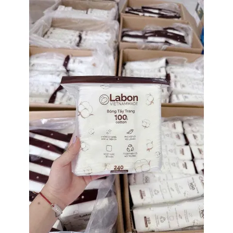 Bông Tẩy Trang Labon 150/240 Miếng - 100% Cotton Tự Nhiên, Mềm Mịn, Không Xơ Bông, An Toàn Cho Da Nhạy Cảm