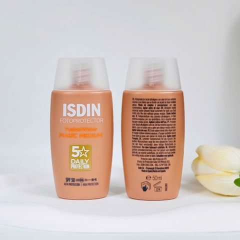 Kem Chống Nắng Tạo Màu Isdin Fusion Water Magic Medium SPF50 - Bảo Vệ Da, Lớp Nền Tự Nhiên, Che Khuyết Điểm, Cấp Ẩm