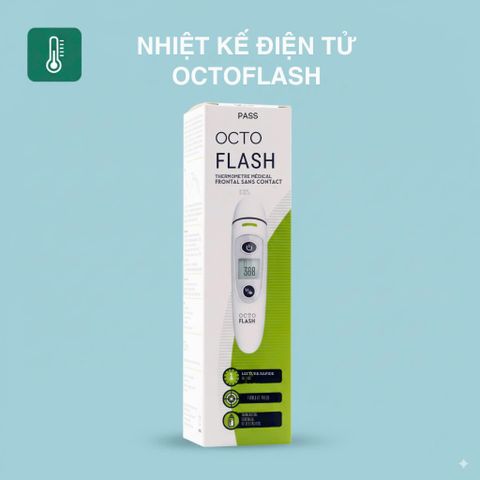 Nhiệt Kế Hồng Ngoại Điện Tử Pass Octo Flash Đo Trán - Đo Nhanh 1 Giây, Màn Hình LED Rõ Ràng, An Toàn và Chính Xác cho Gia Đình, Trẻ Em