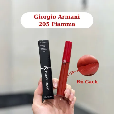 Son Kem Giorgio Armani Lip Maestro 205 Flamma - Tông Đỏ Gạch Sang Trọng, Son Môi Mượt Mà, Phong Cách Thanh Lịch, Trang Điểm Hiện Đại