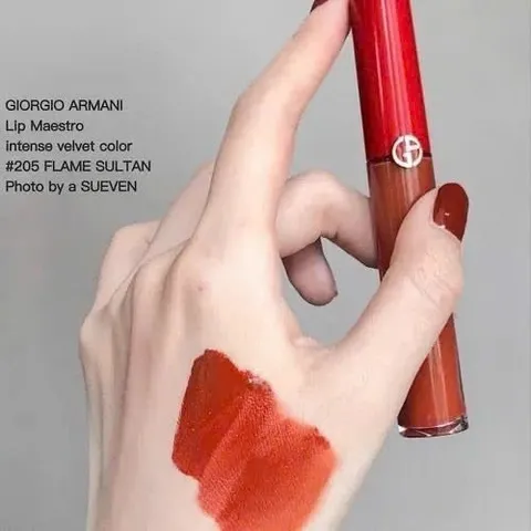 Son Kem Giorgio Armani Lip Maestro 205 Flamma - Tông Đỏ Gạch Sang Trọng, Son Môi Mượt Mà, Phong Cách Thanh Lịch, Trang Điểm Hiện Đại