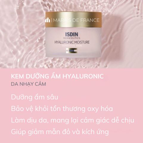 Tester Kem Dưỡng Ẩm Isdinceutics Hyaluronic Moisture Sensitive 50g - Dành Cho Da Nhạy Cảm, Cấp Ẩm & Phục Hồi Da, Chất Kem Nhẹ Thoáng Mát