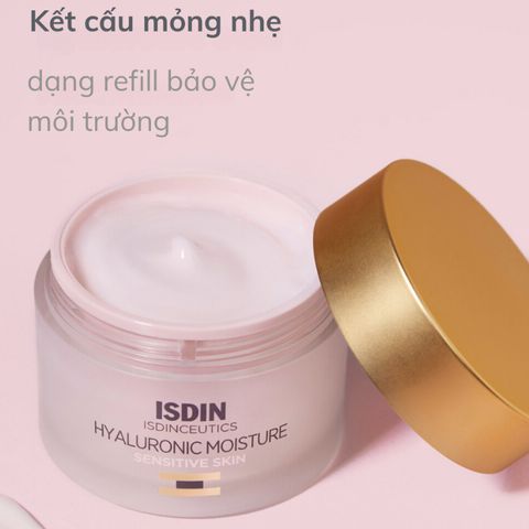 Tester Kem Dưỡng Ẩm Isdinceutics Hyaluronic Moisture Sensitive 50g - Dành Cho Da Nhạy Cảm, Cấp Ẩm & Phục Hồi Da, Chất Kem Nhẹ Thoáng Mát