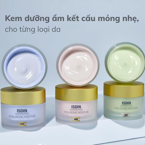 Tester Kem Dưỡng Ẩm Isdinceutics Hyaluronic Moisture Sensitive 50g - Dành Cho Da Nhạy Cảm, Cấp Ẩm & Phục Hồi Da, Chất Kem Nhẹ Thoáng Mát