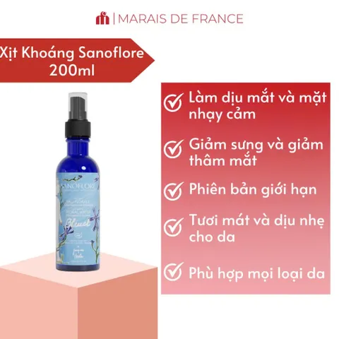 Xịt Khoáng Sanoflore 200ml Hoa Thanh Cúc - Nước Cân Bằng Hữu Cơ, Giảm Sưng Mắt, Làm Dịu Da Nhạy Cảm, Chăm Sóc Da Mặt