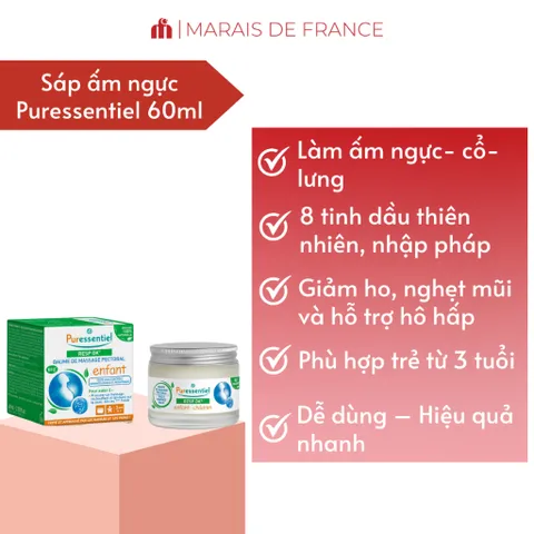 Dầu Xoa Ngực Puressentiel Resp’OK Trẻ Em 60ml – Giảm Ho, Cảm Lạnh Với Tinh Dầu Thiên Nhiên An Toàn Cho Bé