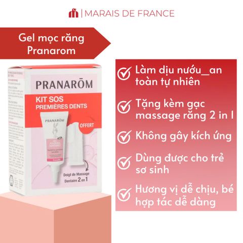Bộ Pranarôm SOS Răng Sữa - Gel Hữu Cơ Giảm Đau Nướu + Găng Tay Silicon Dịu  Nhẹ Cho Bé Mọc Răng 100% Thiên Nhiên
