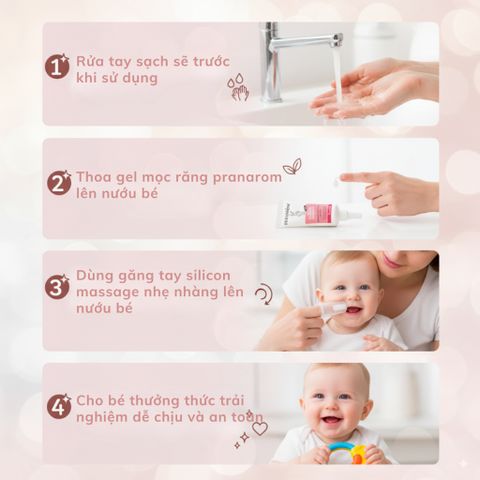 Bộ Pranarôm SOS Răng Sữa - Gel Hữu Cơ Giảm Đau Nướu + Găng Tay Silicon Dịu  Nhẹ Cho Bé Mọc Răng 100% Thiên Nhiên