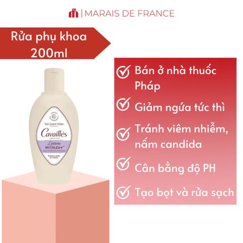 Dung Dịch Vệ Sinh Phụ Nữ Rogé Cavaillès Mycolea - Giảm Ngứa Hiệu Quả, An Toàn, Không Gây Dị Ứng - Rửa Kín Hàng Ngày 200ml