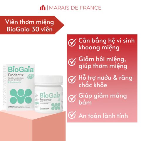 BioGaia Prodentis - Viên Ngậm Lợi Khuẩn Thơm Miệng Chăm Sóc Răng Miệng (30 Viên) - Hương Vị Táo & Bạc Hà Tươi Mát