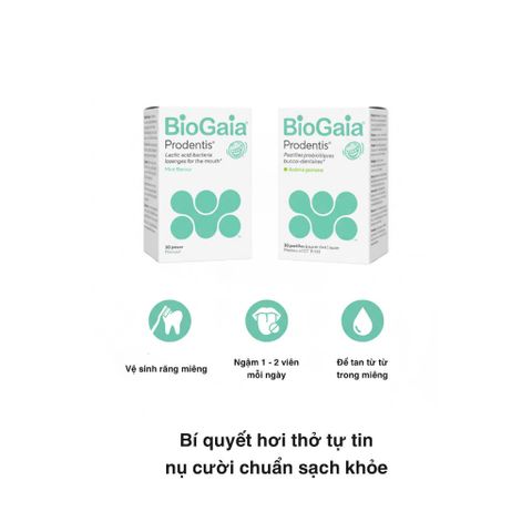 BioGaia Prodentis - Viên Ngậm Lợi Khuẩn Thơm Miệng Chăm Sóc Răng Miệng (30 Viên) - Hương Vị Táo & Bạc Hà Tươi Mát