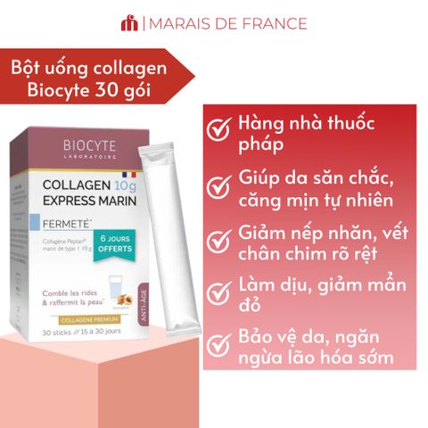 Biocyte Collagen Express 30 Gói Hương Đào - Thực Phẩm Bổ Sung Collagen Giảm Nếp Nhăn, Ngừa Lão Hóa Da, Dạng Thỏi Tiện Lợi