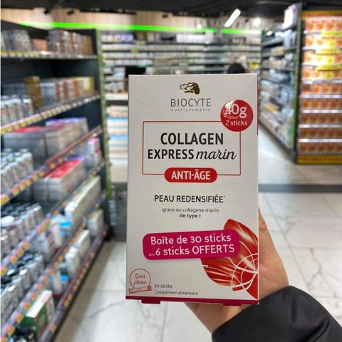 Biocyte Collagen Express 30 Gói Hương Đào - Thực Phẩm Bổ Sung Collagen Giảm Nếp Nhăn, Ngừa Lão Hóa Da, Dạng Thỏi Tiện Lợi