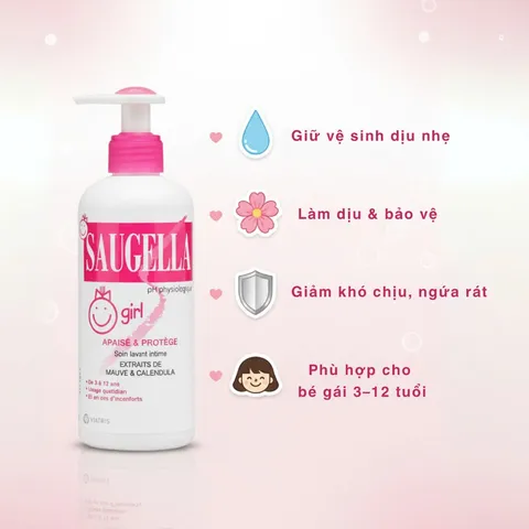 Dung Dịch Vệ Sinh Bé Gái Saugella Girl 200ml - An Toàn, Dịu Nhẹ, Bảo Vệ Vùng Kín Hằng Ngày Cho Bé Từ 3-12 Tuổi