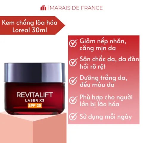 Kem dưỡng ngày L’Oréal Revitalift Laser X3 hỗ trợ giảm nhăn 50ml