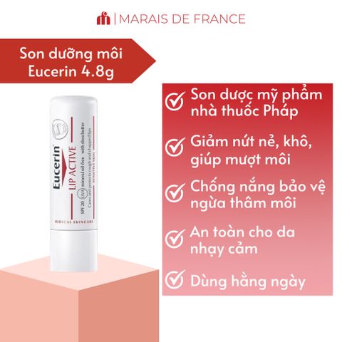 Son dưỡng môi Eucerin Lip Active SPF20 hỗ trợ giảm khô nứt 4.8g