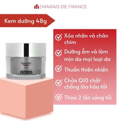 Kem Dưỡng Eucerin Q10 Anti-Wrinkle 48g - Chống Nhăn, Cấp Ẩm, Duy Trì Thanh Xuân Cho Da Nhạy Cảm, Chính Hãng Tại Chiaki