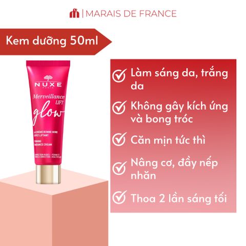 Kem Dưỡng Nuxe Merveillance Lift Glow 50ml - Hỗ Trợ Săn Chắc Da, Làm Sáng Da, Chống Lão Hóa, Dầu Vi Tảo Pháp