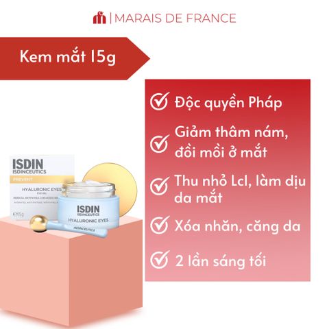 Kem Dưỡng Mắt Isdinceutics Hyaluronic Eyes 15g - Gel Cấp Ẩm Giảm Quầng Thâm, Làm Sáng Da Mắt, Hàng Chính Hãng Từ Tây Ban Nha