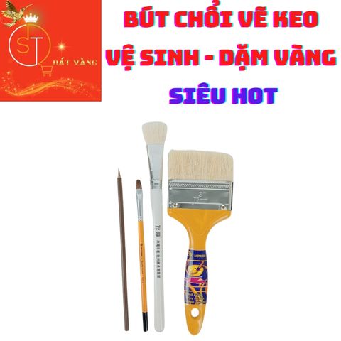 Combo Bút Chổi Cọ Siêu Bền Đẹp - Bộ 4 Đầu Vẽ Chất Lượng, Không Rụng Lông, Phù Hợp Vẽ Keo Dát Vàng và Họa Tiết Nhỏ