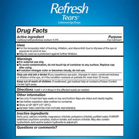 Nước Nhỏ Mắt Refresh Tears - Giảm Khô Mắt, Bổ Sung Độ Ẩm, Giải Pháp Cho Người Dùng Máy Tính, Nhỏ Mắt Chất Lượng Từ Mỹ