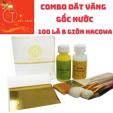 Combo Dát Vàng Gốc Nước - 100 Lá B Giòn Hacowa và Bộ Dụng Cụ Vẽ Tạo Kiểu Hoa Quả Dừa Tết, Trang Trí Nghệ Thuật