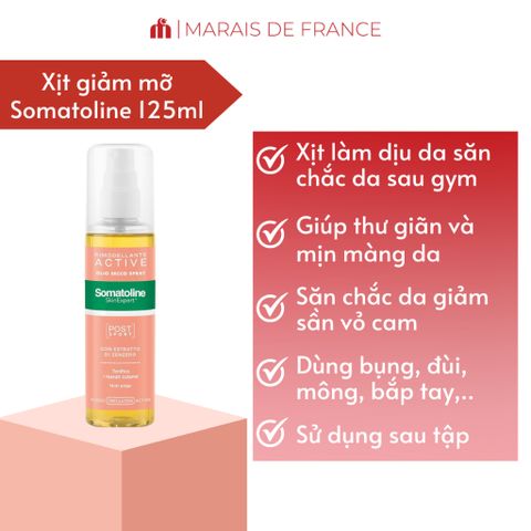Xịt Dầu Khô Săn Chắc Da Somatoline Post Sport 125ml - Dưỡng Da Mịn Màng, Giảm Mỡ, Hỗ Trợ Thon Gọn Sau Tập Thể Thao