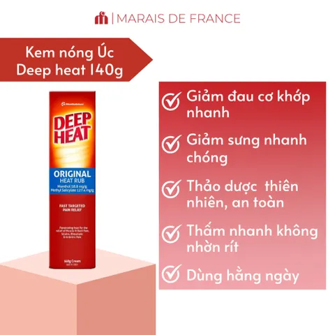 Kem xoa bóp giảm đau Deep Heat Original 140g - Giảm đau nhanh, cảm giác mát lạnh, hiệu quả cho nhức mỏi cơ và khớp