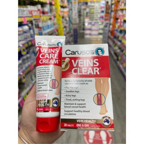Kem bôi hỗ trợ giãn tĩnh mạch Caruso’s Veins Clear Cream Úc 100g