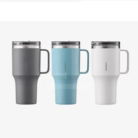 Ly Giữ Nhiệt LocknLock Metro King Tumbler 820ml Có Quai Cầm - Bình Giữ Nhiệt Thép Không Gỉ Màu Xám, Giữ Nóng 3 Giờ, Duy Trì Nhiệt Độ Lý Tưởng