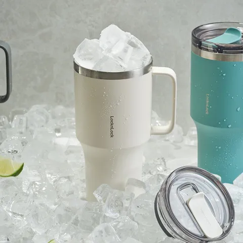 Ly Giữ Nhiệt LocknLock Metro King Tumbler 820ml Có Quai Cầm - Bình Giữ Nhiệt Thép Không Gỉ Màu Xám, Giữ Nóng 3 Giờ, Duy Trì Nhiệt Độ Lý Tưởng