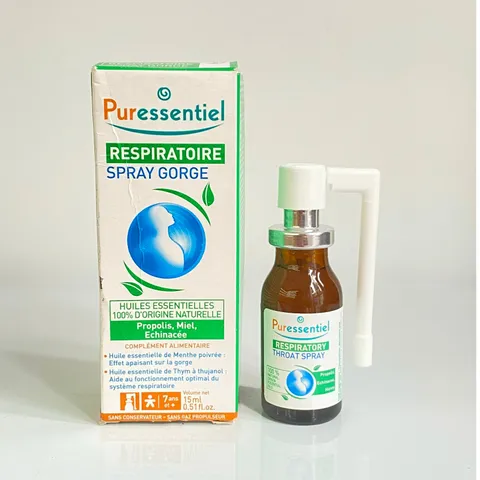 Xịt Họng Keo Ong Puressentiel 15ml - Giảm Ho, Làm Dịu Họng Tức Thì, Chăm Sóc Hô Hấp Từ Thiên Nhiên, An Toàn Cho Cổ Họng
