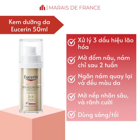 Tinh Chất Eucerin Hyaluron-Filler + Elasticity 3D Serum 30ml - Giảm Nếp Nhăn & Mờ Đốm Nâu cho Da Lão Hóa, Căng Mịn Rạng Rỡ
