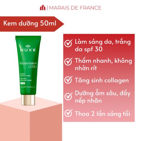Kem Dưỡng Ban Ngày Nuxe Nuxuriance Ultra SPF30 50ml - Chống Nếp Nhăn, Dưỡng Ẩm & Bảo Vệ Da Từ Tia UV, Tiêu Chuẩn Pháp