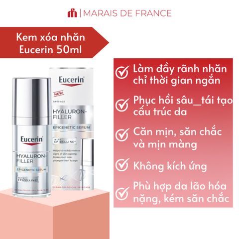 Tinh Chất Dưỡng Da Eucerin Hyaluron-Filler Epigenetic Serum 30ml - Giúp Da Căng Mịn, Dưỡng Ẩm Sâu, Thích Hợp Mọi Loại Da