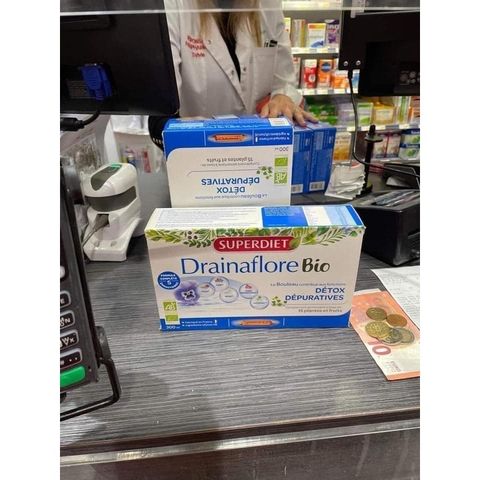 Nước Uống Detox Superdiet Drainaflore Bio – Thải Độc Gan Thận Ruột Từ Thảo Mộc Hữu Cơ - Hộp 20 Ống 15ml