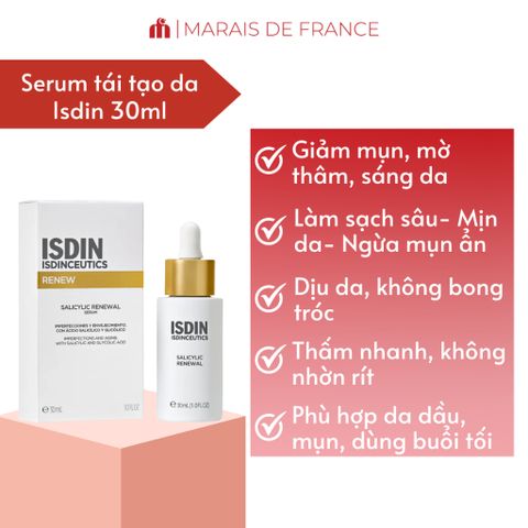 Serum ISDIN Isdinceutics Salicylic Renewal 30ml - Giảm mụn, Làm sáng da, Mờ thâm, Chăm sóc da dầu và hỗn hợp