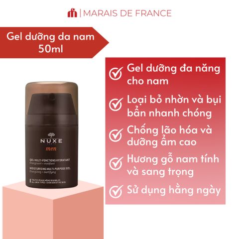 Kem Dưỡng Ẩm Đa Năng Nuxe Men 50ml - Gel Dưỡng Ẩm Cho Da Nam, Kiểm Soát Dầu, Không Nhờn, Chăm Sóc Da Hàng Ngày Từ Pháp