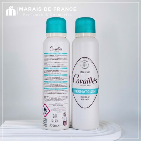 Xịt Khử Mùi Rogé Cavaillès Dermato 48H - Dành cho Da Nhạy Cảm, Hương Trà Xanh & Hoa Trắng 125ml, Kiểm Soát Mùi Hiệu Quả, An Toàn