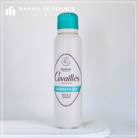 Xịt Khử Mùi Rogé Cavaillès Dermato 48H - Dành cho Da Nhạy Cảm, Hương Trà Xanh & Hoa Trắng 125ml, Kiểm Soát Mùi Hiệu Quả, An Toàn
