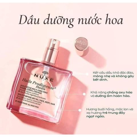 Dầu Khô Đa Năng Nuxe Huile Prodigieuse Florale 50ml - Dưỡng ẩm Da & Tóc, Hương Hoa Tươi Mát, Chăm Sóc Toàn Diện