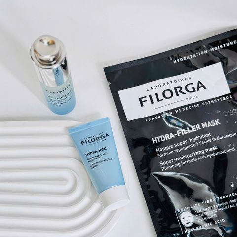 Hộp Quà Tặng Filorga Hydra-Hyal 3 Món - Serum 30ml, Kem Dưỡng 15ml, Mặt Nạ Cấp Ẩm - Dưỡng Da Khô, Sáng Mịn, Chống Lão Hóa