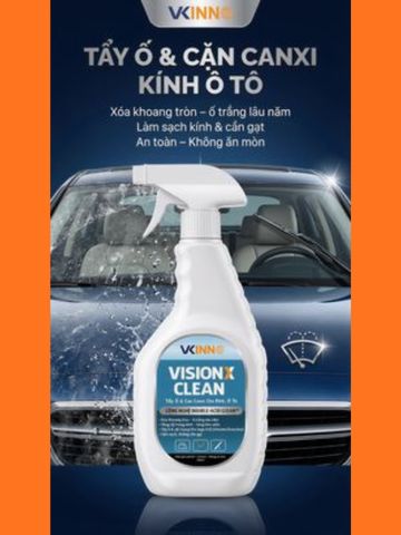 Dung dịch tẩy ố kính ô tô VisionX Clean 500ML - Giải pháp làm sạch hiệu quả cặn canxi, bụi bẩn và bảo vệ bề mặt kính, logo xe hơi