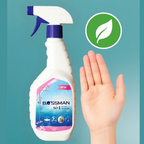 Tẩy Cặn Canxi Bossman 500ml - An Toàn Cho Vòi Sen Cao Cấp, Vách Kính, Không Gây Hại Da Tay, Dễ Dàng Sử Dụng